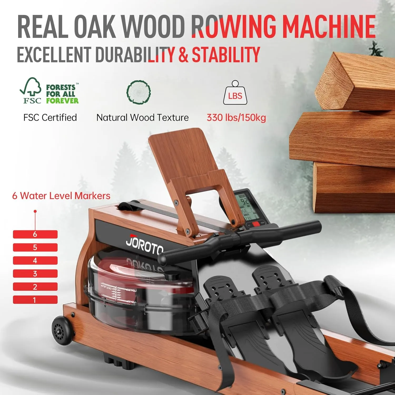 JOROTO Rowing Machines for Home Use, Foldable Rower Machine with Bluetooth Monitor, Tablet Holder Water Rowing Machine