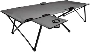JSEIAJB Camping Cot with Removable Side Table Extra Wide Cot Fits Adults Up to 6ft 6in or 300lbs Carry Bag