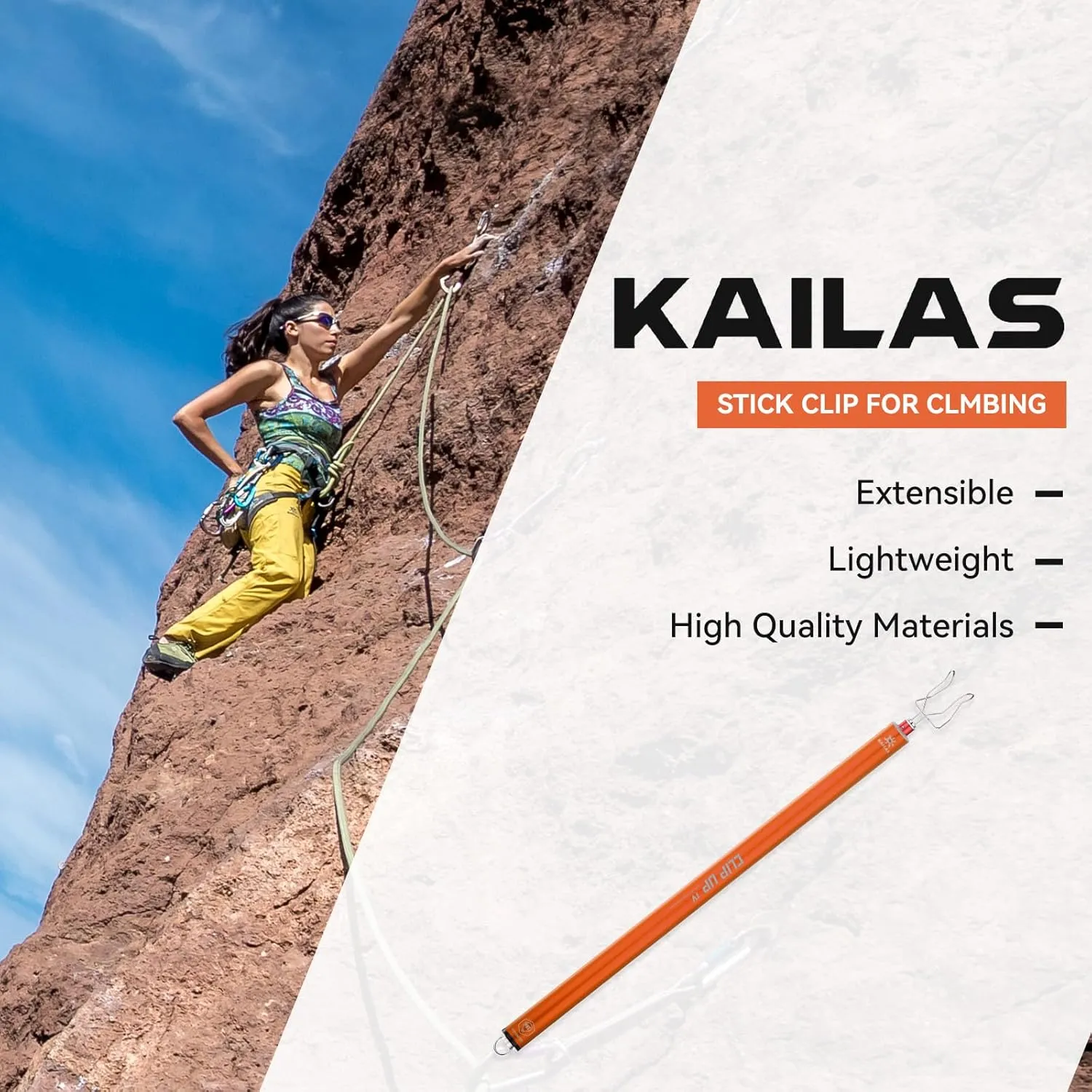 KAILAS Stick Clip Up Rock Climbing Quickdraws Carabiners Climbing Accessories Grabber Reacher Tool Lightweight Extendable