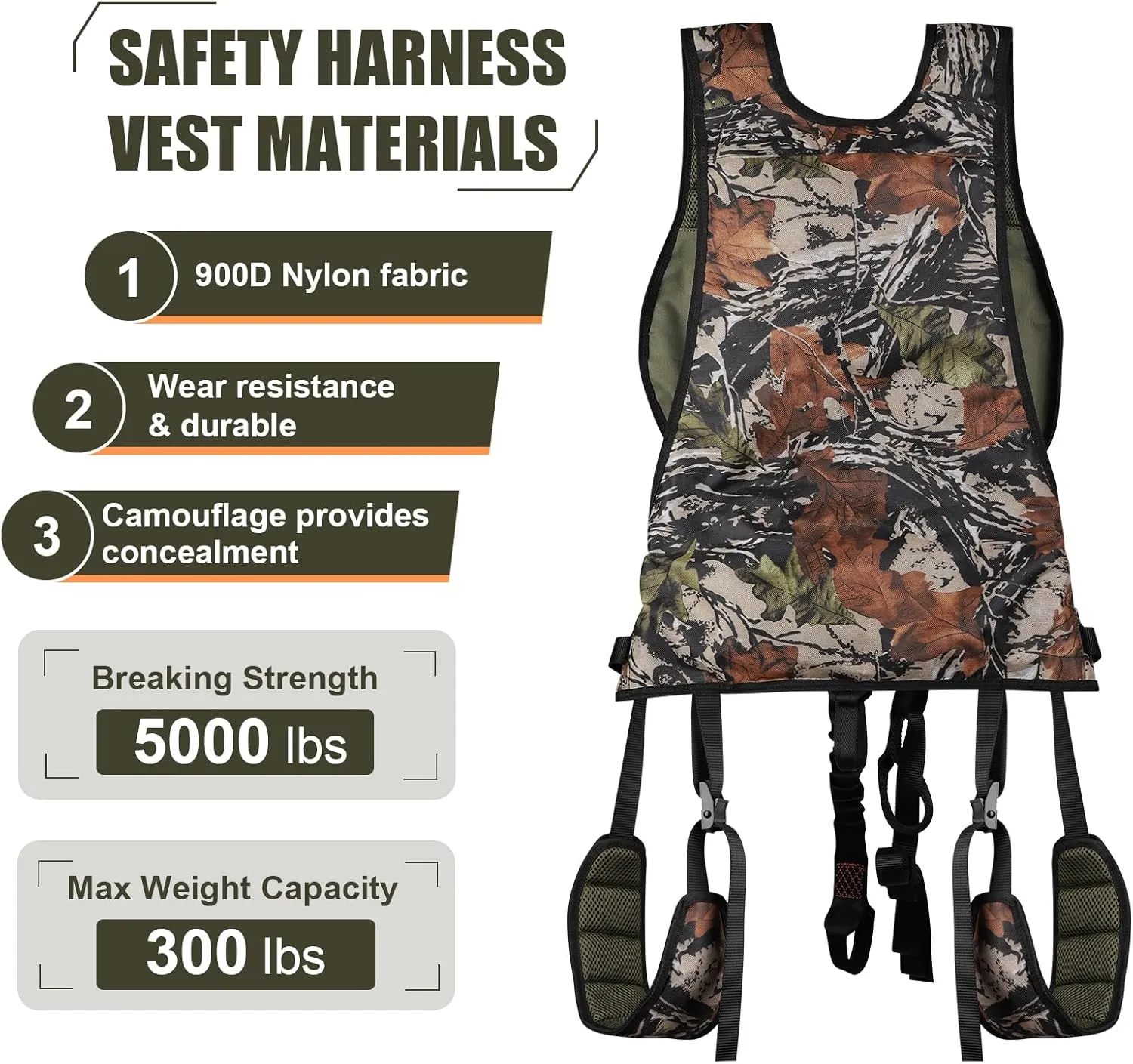 Kalkal Tree Stand Harness, Hunter Safety System Harness for Tree Stand, Lightweight Padded Hunting Safety Harness for Men