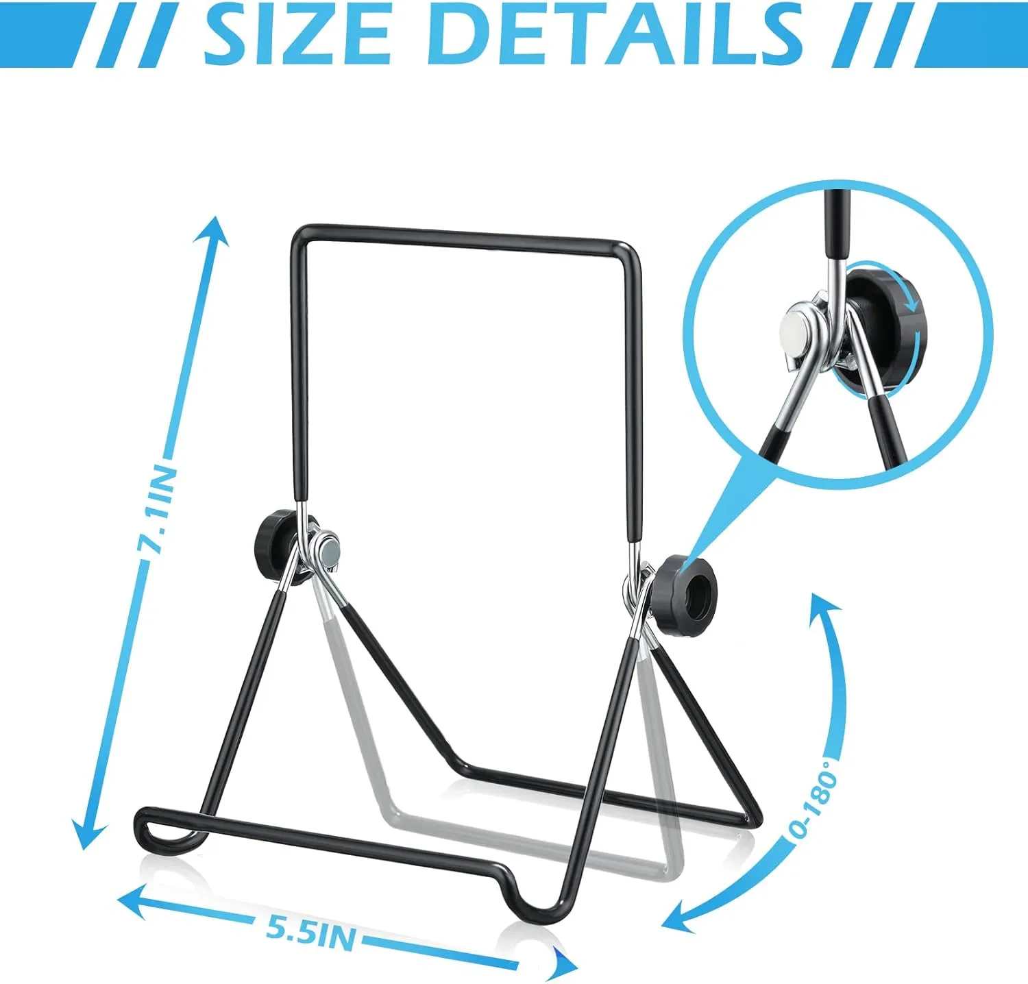 Kenning 24 Pcs Adjustable Metal Easels to Display Bulk 5. 5" x 7. 1" Book Stand Foldable Plate Stands for Display Picture Frame Photos Cookbooks(Black,Double Corners)