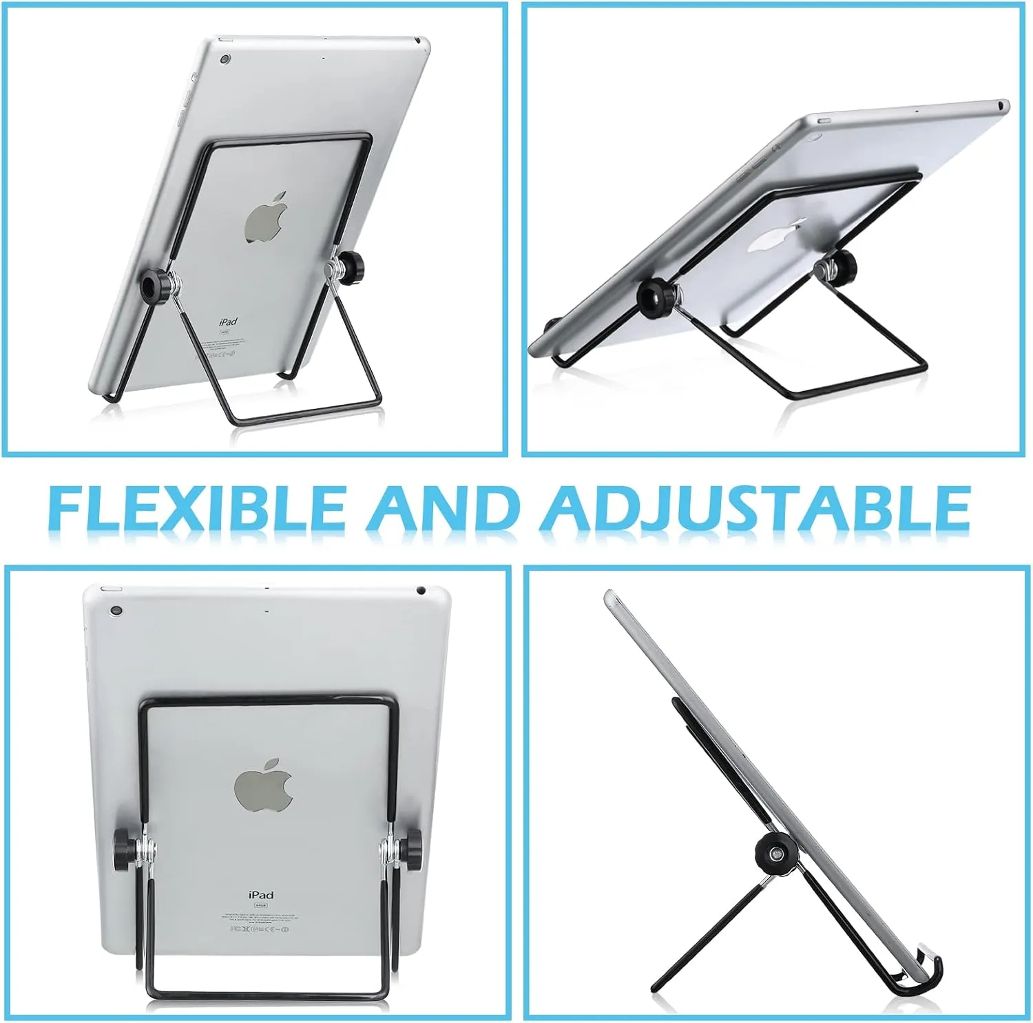 Kenning 24 Pcs Adjustable Metal Easels to Display Bulk 5. 5" x 7. 1" Book Stand Foldable Plate Stands for Display Picture Frame Photos Cookbooks(Black,Double Corners)