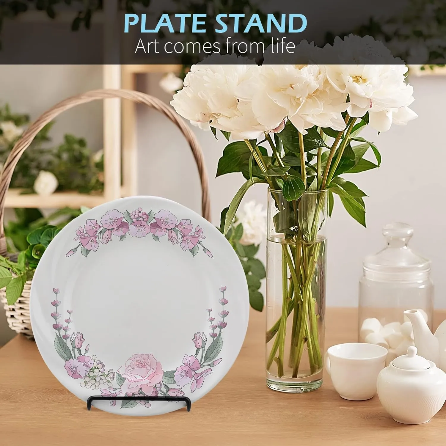 Kenning 24 Pcs Adjustable Metal Easels to Display Bulk 5. 5" x 7. 1" Book Stand Foldable Plate Stands for Display Picture Frame Photos Cookbooks(Black,Double Corners)