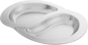 KESYOO Bbq Camping Plate Stainless Steel Divided Grill Platter S-shaped Compartment for Snacks Fried Foods