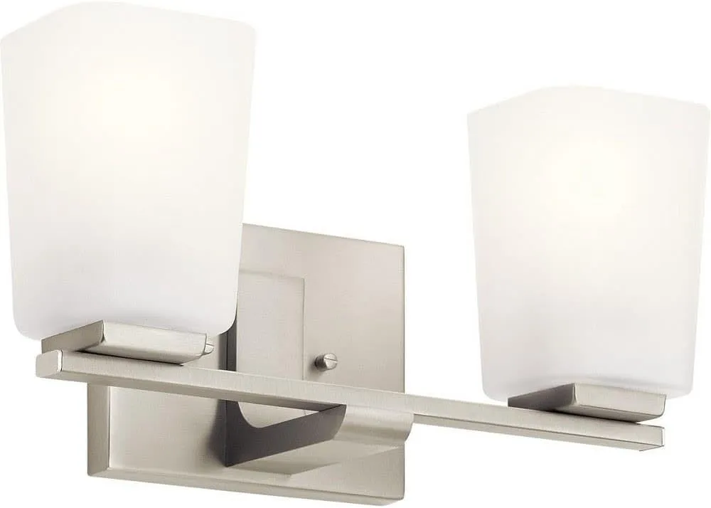 Kichler 55016NI Roehm Vanity, 2-Light 150 Total Watts, Brushed Nickel