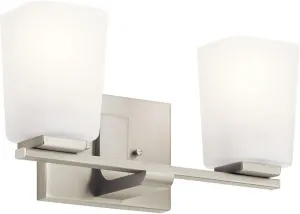 Kichler 55016NI Roehm Vanity, 2-Light 150 Total Watts, Brushed Nickel