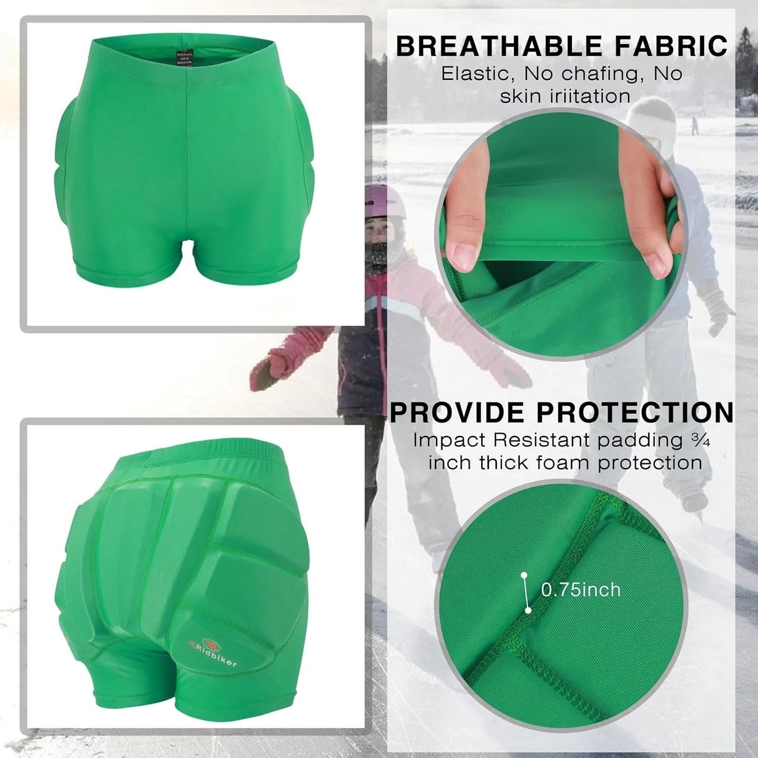 Kids Hip Butt Protection Pads Shorts, Youth Child 3D Tailbone Protective Padded Short Pants for Hockey Roller Skating Skateboarding Scooter Skiing Skating Snowboard