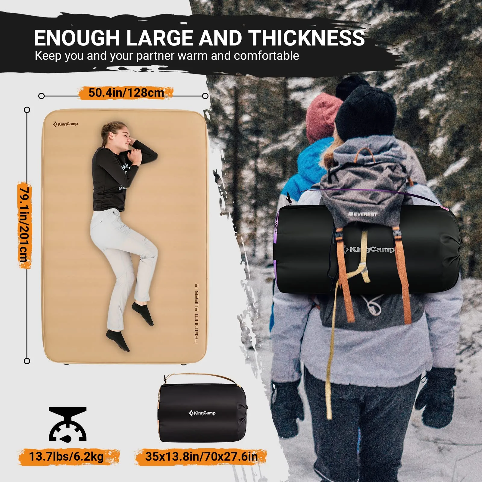 KingCamp Camping Sleep Set: OAK P10 Air Bed 2-Pack & Self-Inflatable Pad
