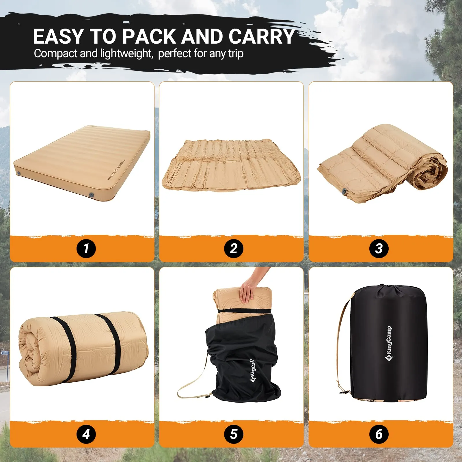 KingCamp Camping Sleep Set: OAK P10 Air Bed 2-Pack & Self-Inflatable Pad