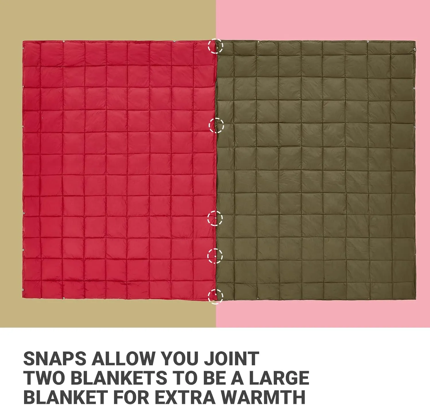 KingCamp Down Camping Blanket - Lightweight, Multifunctional Quilt for Camping with Snap Button, Portable for Stadium, Travel, Airplane, Picnic, Indoor & Outdoor, Provides Warmth