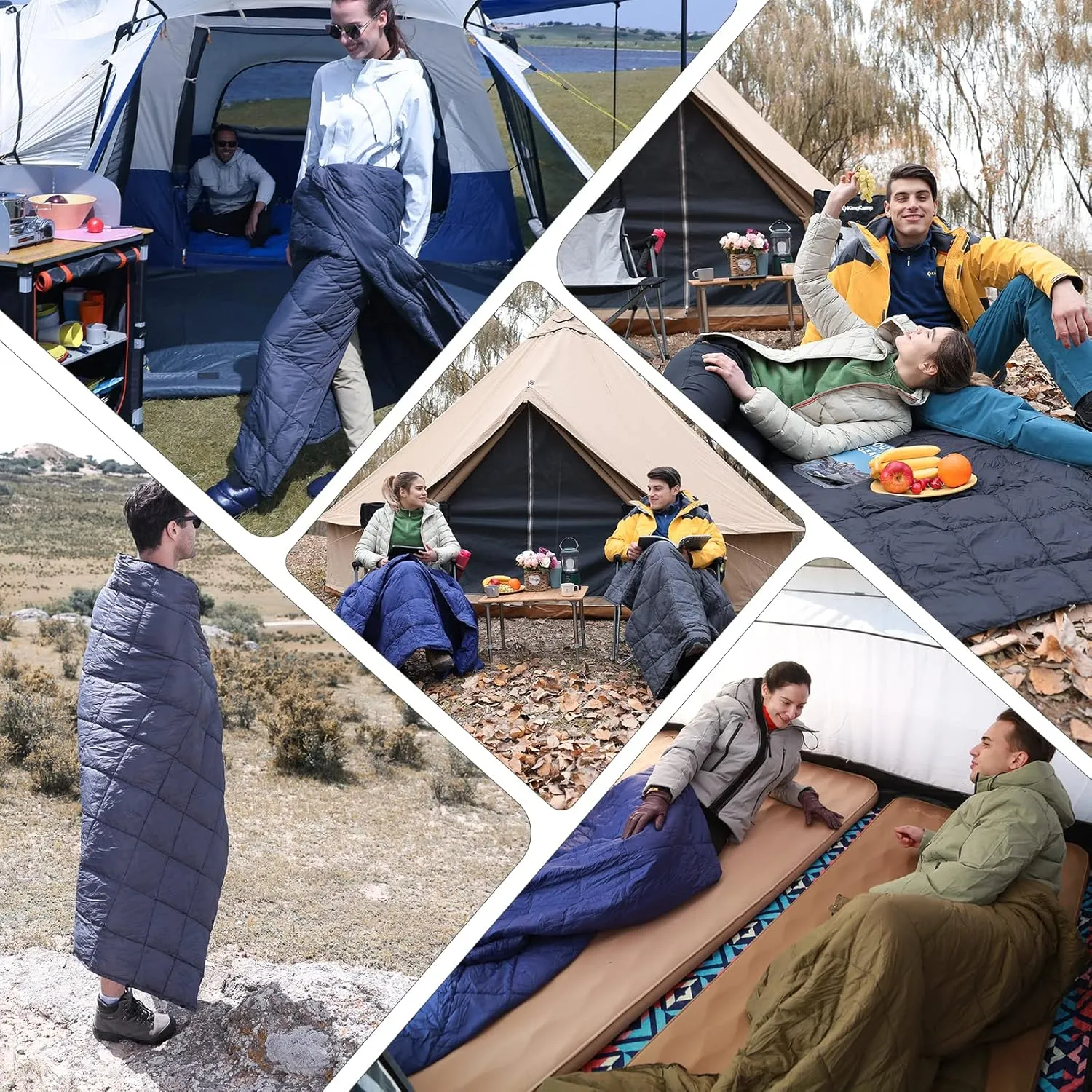 KingCamp Down Camping Blanket - Lightweight, Multifunctional Quilt for Camping with Snap Button, Portable for Stadium, Travel, Airplane, Picnic, Indoor & Outdoor, Provides Warmth