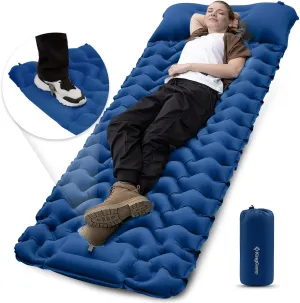 KingCamp Self Inflating Camping Mattress with Built-in Foot Pump, Connectable Durable Inflatable Sleeping Mat with Pillow, Compact Camping Air Mattress for Hiking