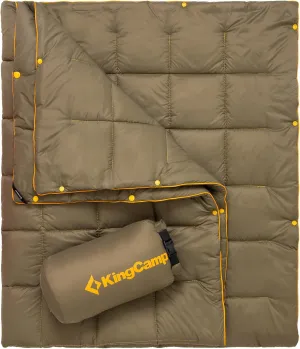 KingCamp Ultralight Camping Blanket, Packable Down Alternative Puffy Wearable Blankets Weatherproof Warm Package Quilt with Snap Buttons for Outdoor Hiking Travel Picnic Stadium (69" L x 53", Olive)