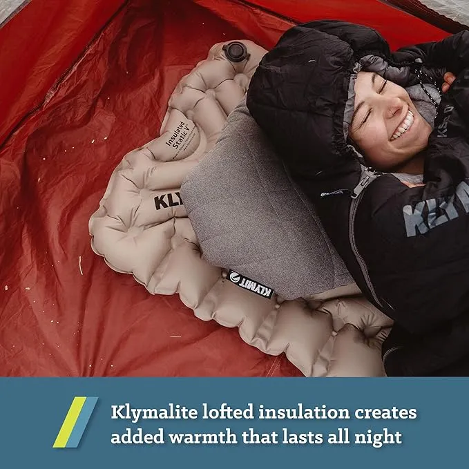 KLYMIT Insulated Static V Inflatable Sleeping Pad | Comfortable, Lightweight, Easy to Inflate, Portable Air Bed Mattress for Camping, Backpacking and Hiking — Coyote Sand