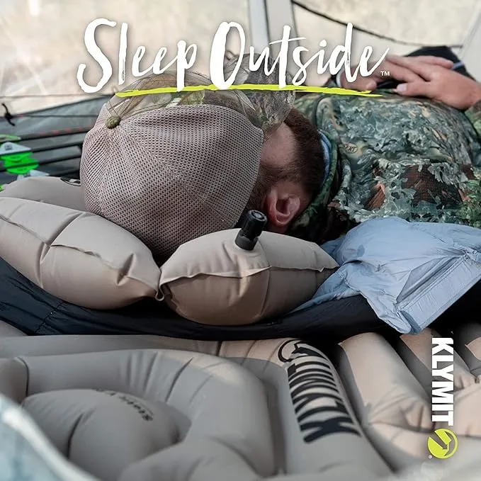 KLYMIT Insulated Static V Inflatable Sleeping Pad | Comfortable, Lightweight, Easy to Inflate, Portable Air Bed Mattress for Camping, Backpacking and Hiking — Coyote Sand