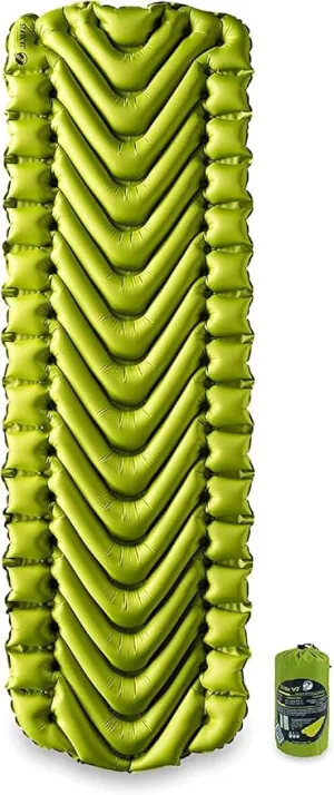 KLYMIT Static V2 Inflatable Sleeping Pad | Portable, Ultralight, Easy to Inflate, Foldable Air Bed for Camping, Backpacking & Hiking — Green