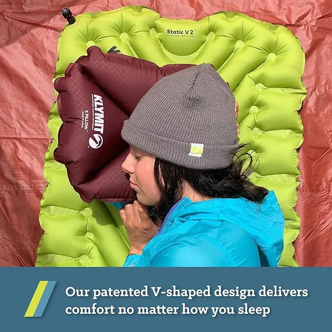 KLYMIT Static V2 Inflatable Sleeping Pad | Portable, Ultralight, Easy to Inflate, Foldable Air Bed for Camping, Backpacking & Hiking — Green
