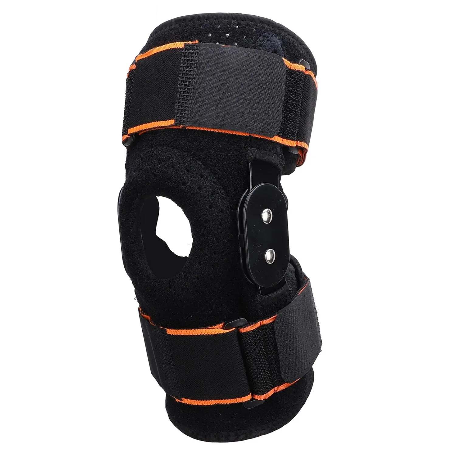 Knee Brace,Protective Knee Pad Foldable Aluminum Plate Shock Absorbing Anti Slip Strap Breathable Knee Brace for Running Basketball Riding (Orange Red)