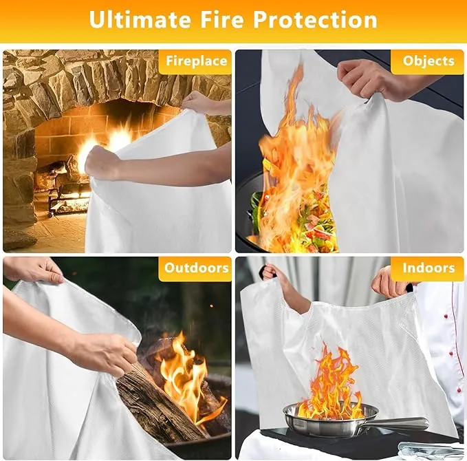 Kovshuiwe Emergency Fire Blanket for Home Kitchen, 4 Pack Fire Suppression Blanket, Fire Extinguisher Blanket, Flame Retardant Blankets Fiberglass Fire Blankets for House,Camping,Fireplace,Grill