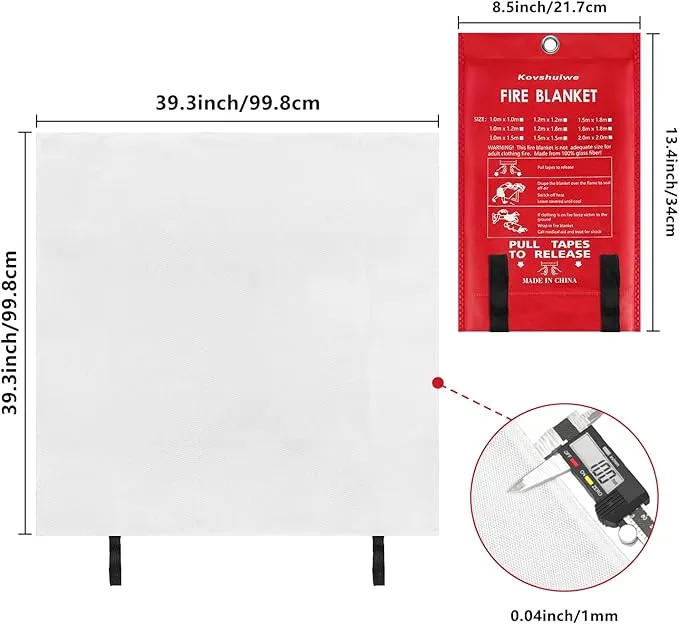 Kovshuiwe Emergency Fire Blanket for Home Kitchen, 4 Pack Fire Suppression Blanket, Fire Extinguisher Blanket, Flame Retardant Blankets Fiberglass Fire Blankets for House,Camping,Fireplace,Grill
