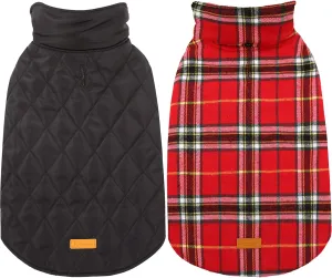 Kuoser Warm Dog Coat, Waterproof Dog Coats for X-Small Dogs, Adjustable Durable Doggie Winter Jacket Reversible Cozy Puppy Cold Weather Apparel from Small to Large Breed, Bright Red XS