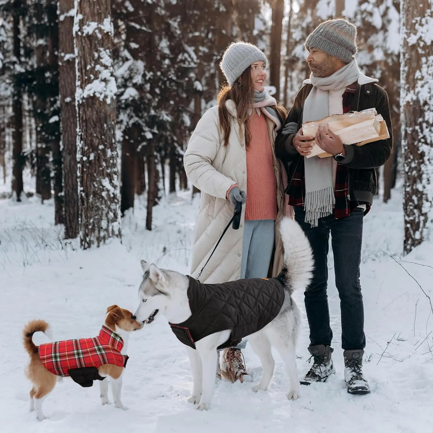 Kuoser Warm Dog Coat, Waterproof Dog Coats for X-Small Dogs, Adjustable Durable Doggie Winter Jacket Reversible Cozy Puppy Cold Weather Apparel from Small to Large Breed, Bright Red XS
