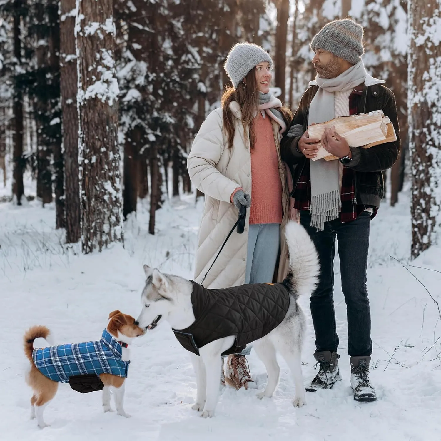 Kuoser Waterproof Dog Coat, Reversible Dog Jacket for Medium Dogs, Adjustable Durable Doggie Winter Coat Warm Puppy Cold Weather Apparel from Small to Large Breed, Blue M