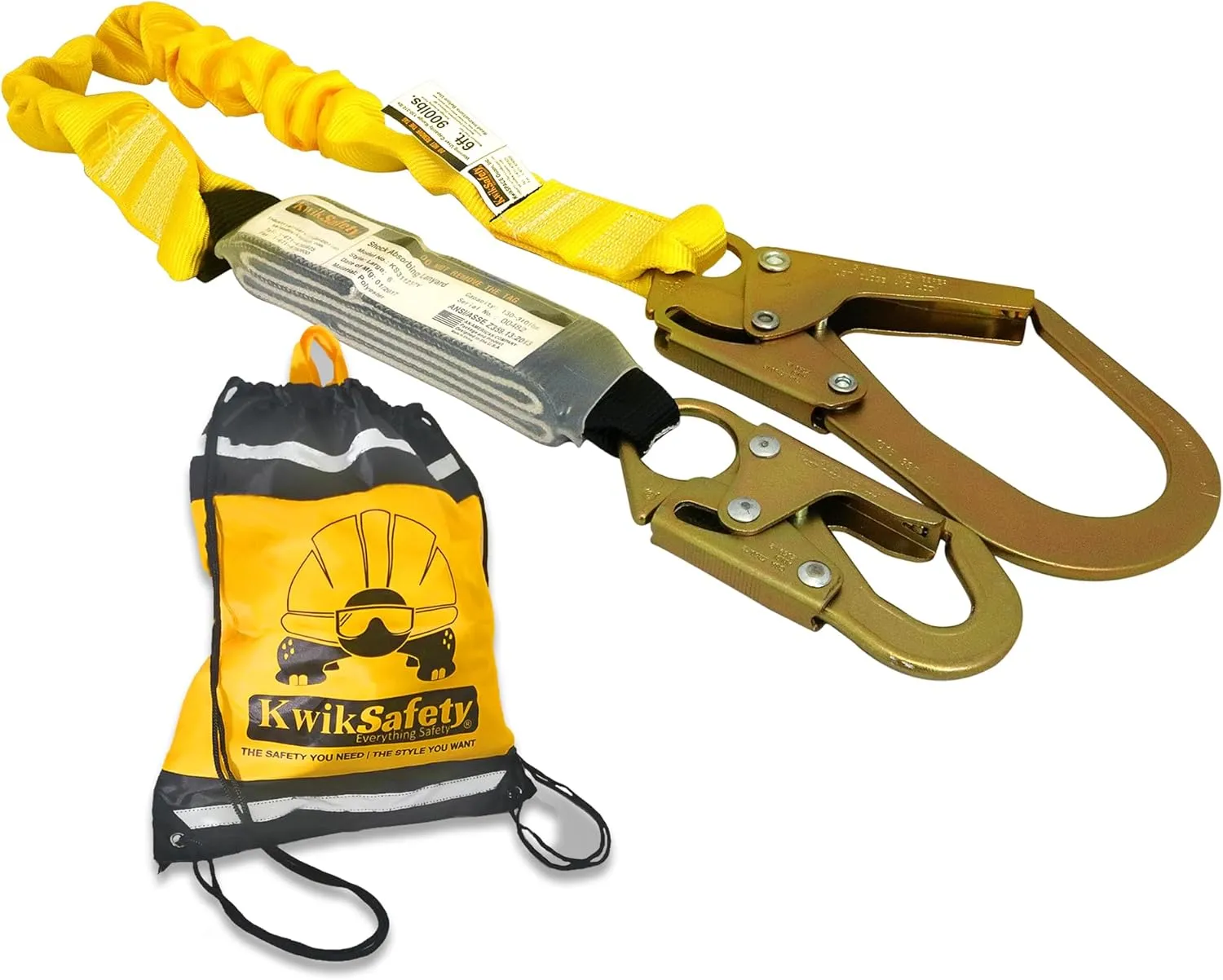 KwikSafety - Charlotte, NC - BOA [1 PACK] External Shock Absorber Single Leg 6ft Safety Lanyard OSHA ANSI Fall Protection Restraint Equipment Snap Rebar Hook Connectors Construction Arborist Roofing