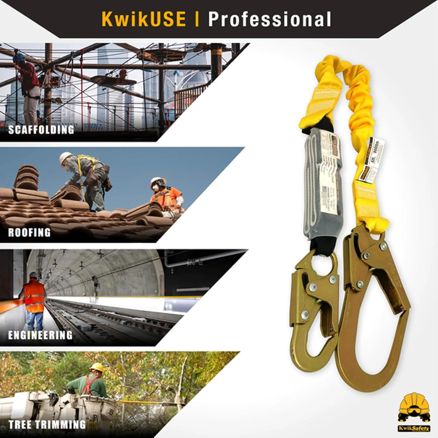 KwikSafety - Charlotte, NC - BOA [1 PACK] External Shock Absorber Single Leg 6ft Safety Lanyard OSHA ANSI Fall Protection Restraint Equipment Snap Rebar Hook Connectors Construction Arborist Roofing
