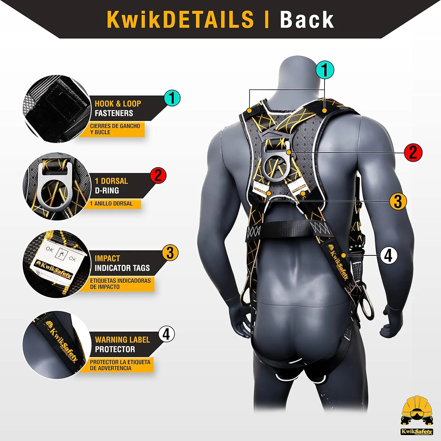 KwikSafety - Charlotte, NC - THUNDER Fall Protection Safety Harness [w/ 3 D-Rings] Construction PPE ANSI Tested OSHA