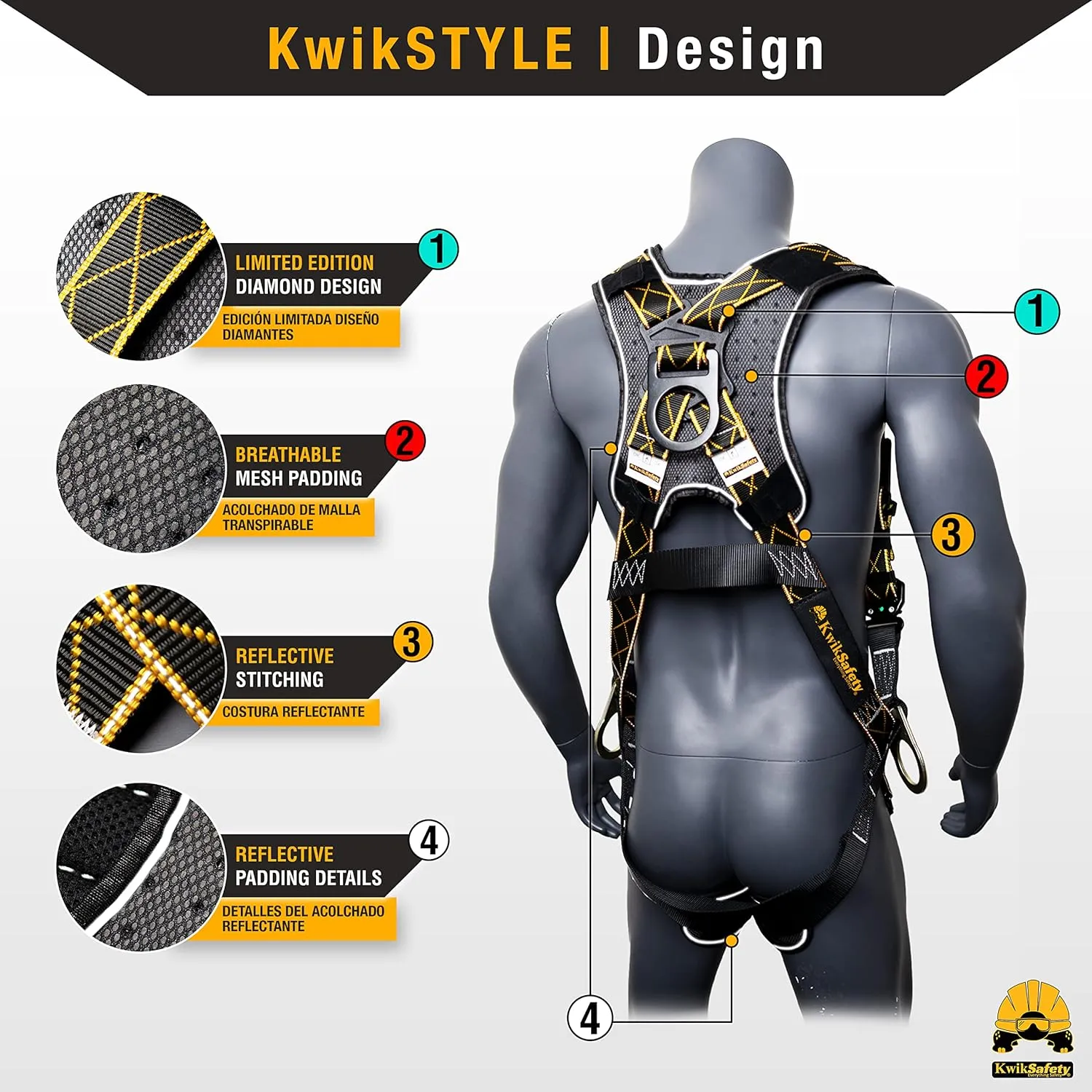 KwikSafety - Charlotte, NC - THUNDER Fall Protection Safety Harness [w/ 3 D-Rings] Construction PPE ANSI Tested OSHA
