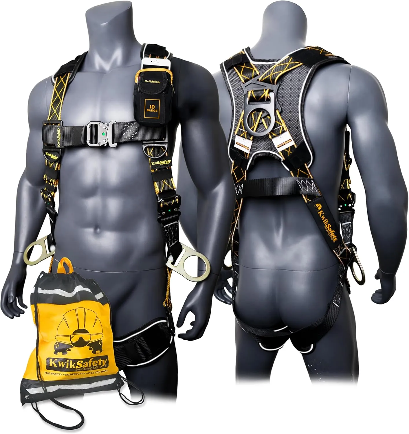 KwikSafety - Charlotte, NC - THUNDER Fall Protection Safety Harness [w/ 3 D-Rings] Construction PPE ANSI Tested OSHA