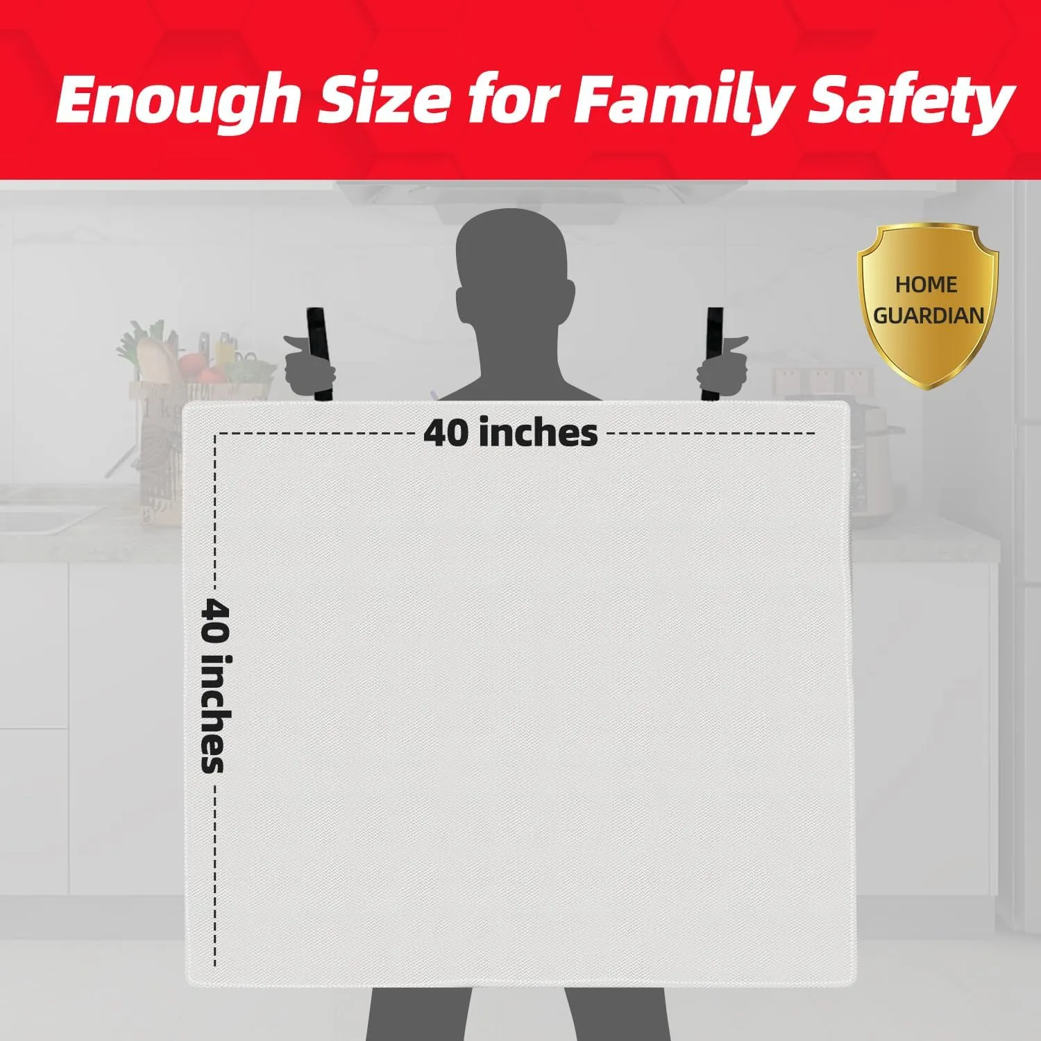 LaSyL Blanket Emergency for Home, 40" x 40"(Pack of 6), Fire Supression Blanket Good for Home Safety, Kitchen, and Camping,Hurricane Preparedness Items