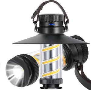 LED Camping Lantern Rechargeable - Portable Flashlight Lanterns with 1000LM IPX5 Waterproof Survival Kit Emergency Tent Light for Indoor Outdoor Hurricane Hiking Fishing Home Power Outages