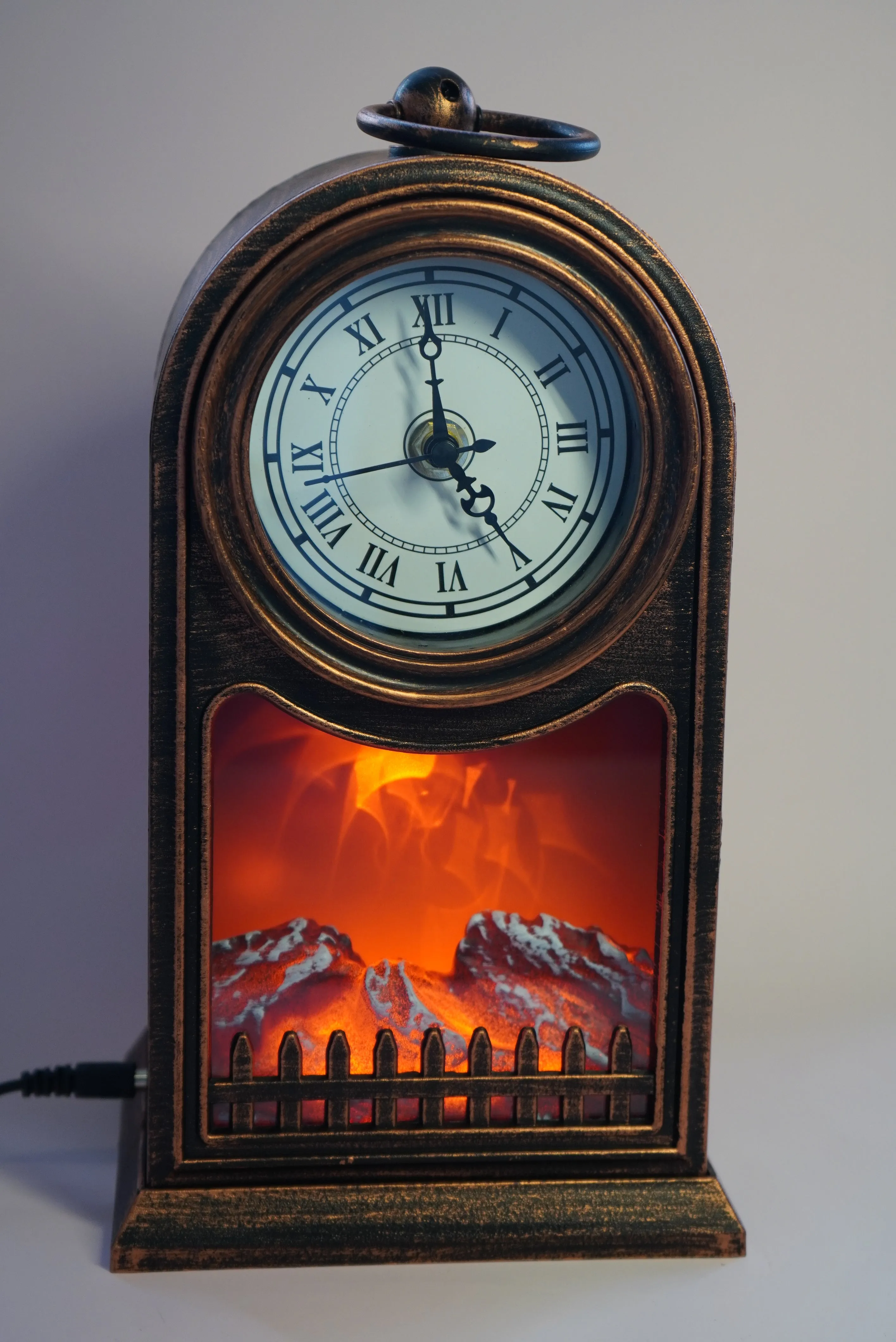 LED Fireplace Clock Lantern