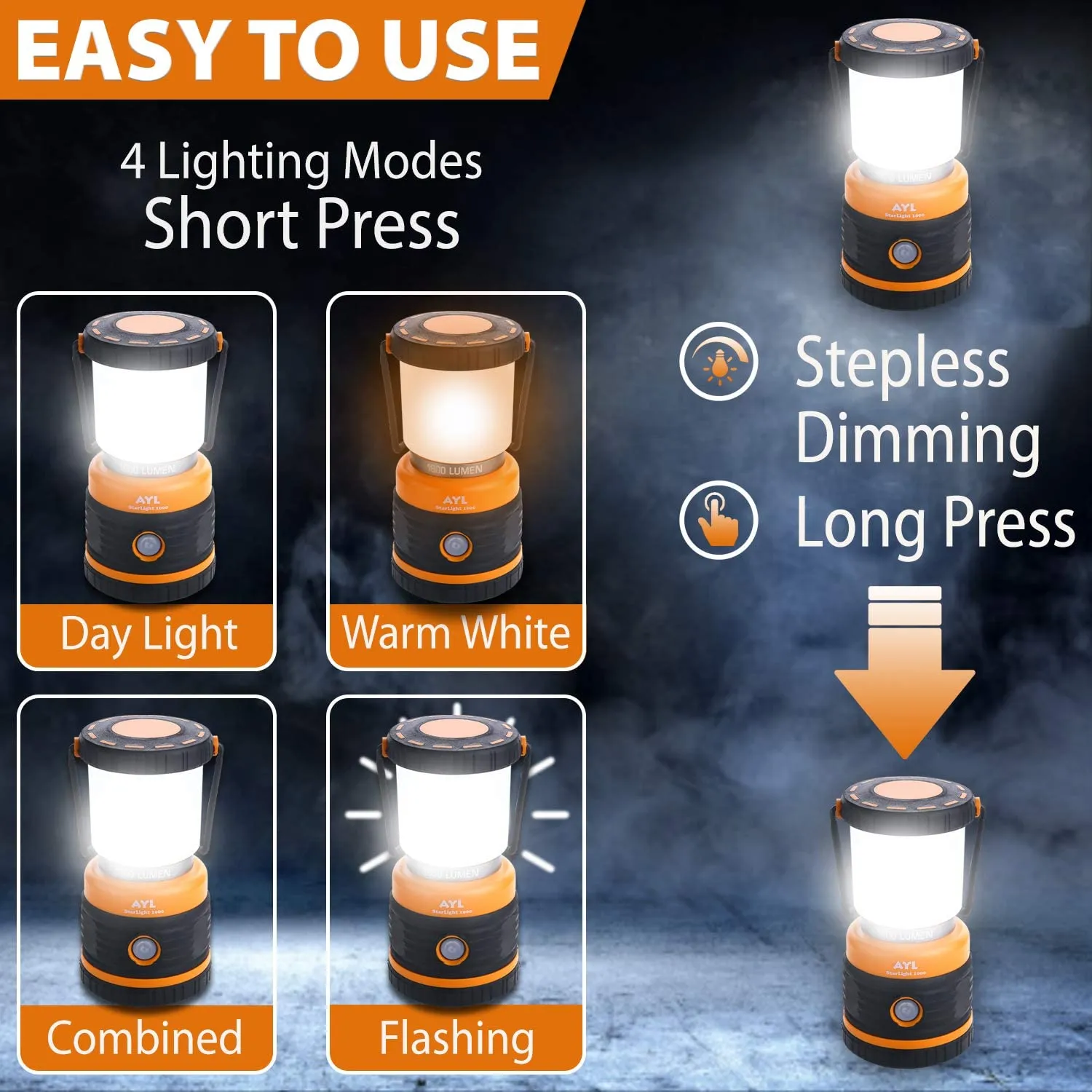 LED Lantern Light and Power Bank Combo - Rechargeable via USB - Waterproof