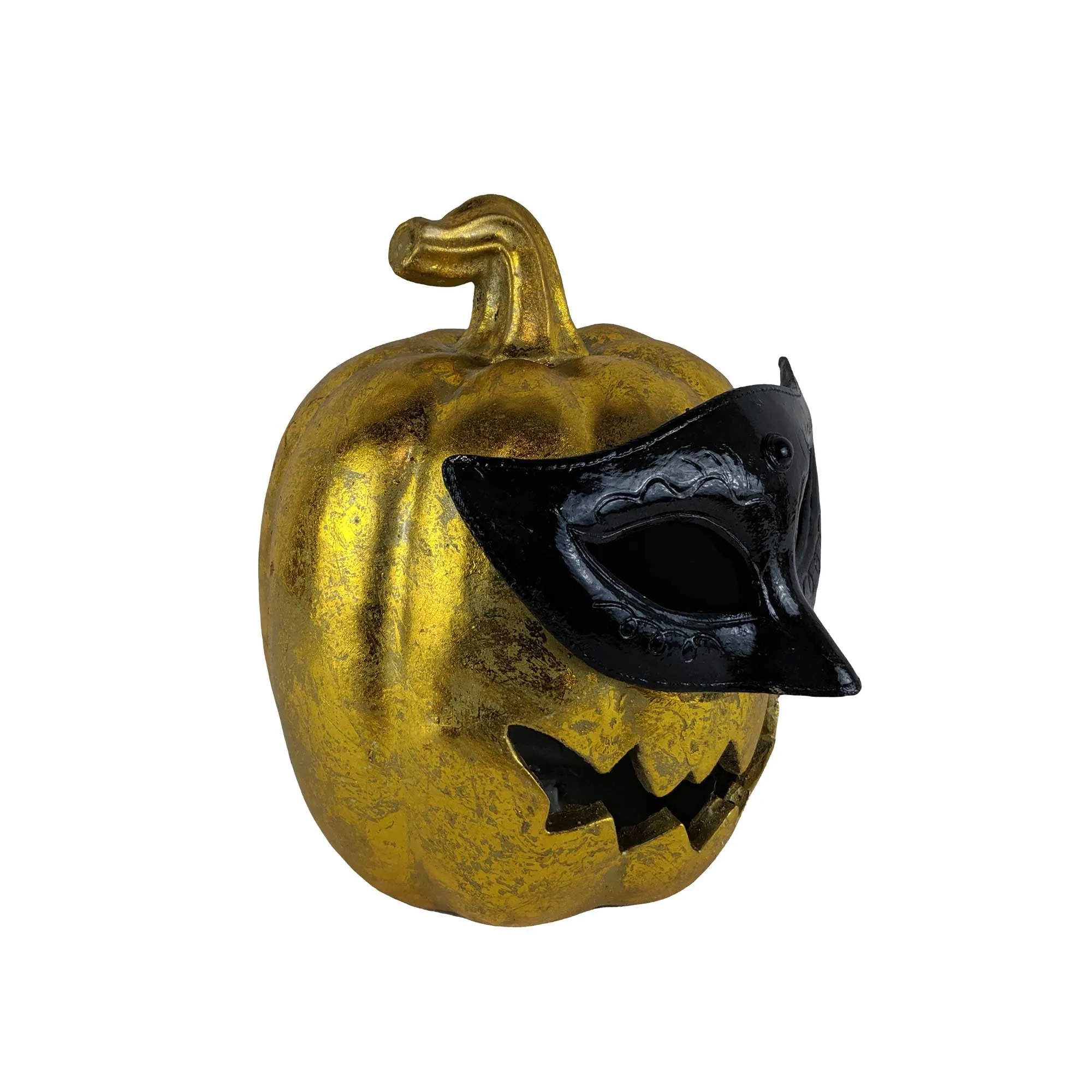 LED Masked Gold Jack-O-Lantern Sculpture