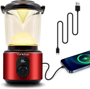 LED Rechargeable Camping Lantern, 10400 mAh Rechargeable Aluminum Camping Light & Flashlight , 5 Light Modes, IPX5 Waterproof, Hurricane Emergency light, Hiking, Home, USB Cable Included (Red)