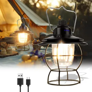 LED Vintage Lantern, Rechargeable Camping Railroad Lantern, Retro Style, Classic Tabletop Lantern Decor with Dimmable Control, Portable Outdoor Hanging Tent Light for Camping, Indoor(with Caps)