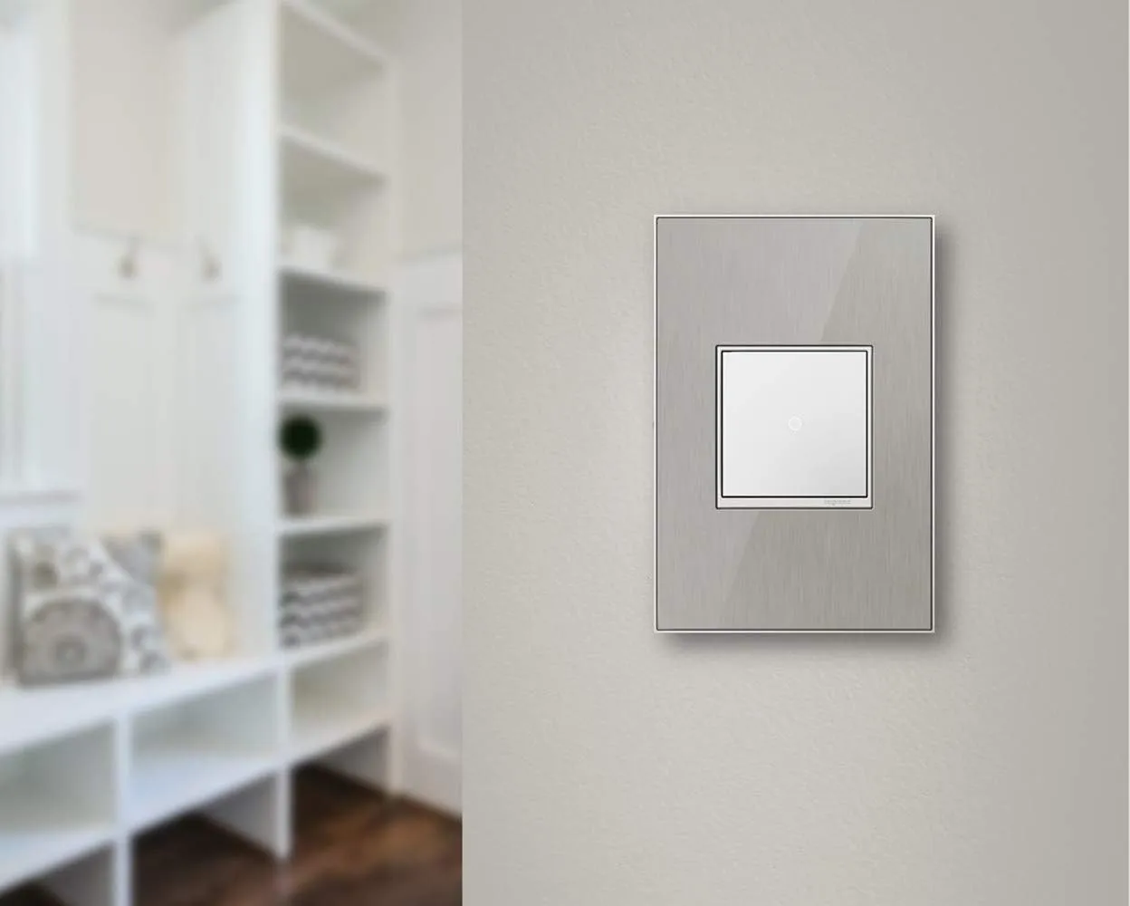 Legrand adorne 1-Gang Brushed Stainless Square Stainless Steel Wall Plate