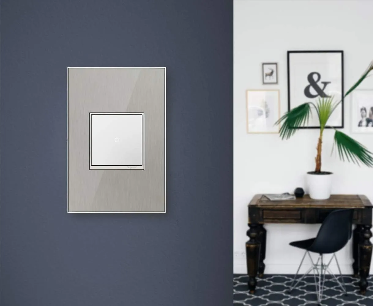 Legrand adorne 1-Gang Brushed Stainless Square Stainless Steel Wall Plate