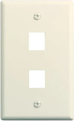 Legrand - OnQ Single Gang Keystone Phone Wall Plate or Cable Wall Plate, 2 Port Keystone Wallplate, High-Impact Flame Retardant Plastic, Light Almond, 25 Pack, WP3402LA25