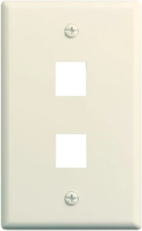Legrand - OnQ Single Gang Keystone Phone Wall Plate or Cable Wall Plate, 2 Port Keystone Wallplate, High-Impact Flame Retardant Plastic, Light Almond, 25 Pack, WP3402LA25