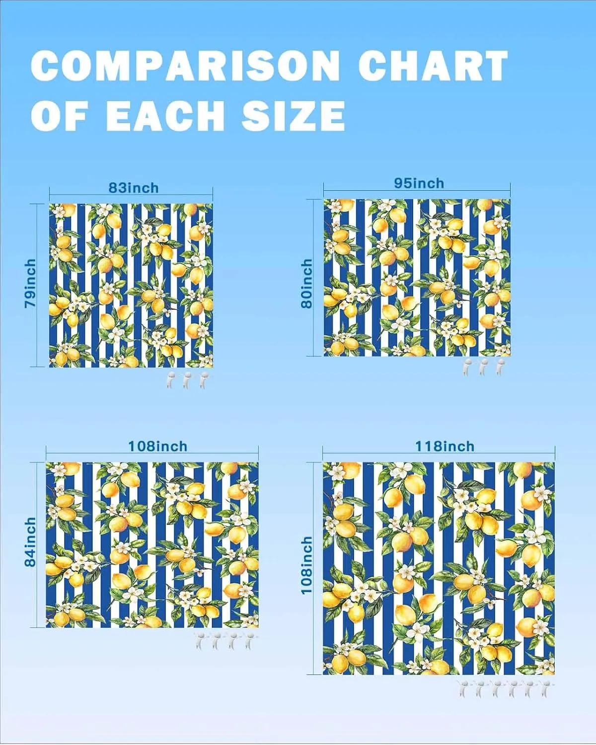 Lemon Beach Blanket Waterproof Sandproof 83"x79", Summer Blue Stripes Oversized Beach Mat with 4 Corner Sand Pocket & 4 Stakes, Compact Outdoor Picnic Mat for Camping Travel Festivals
