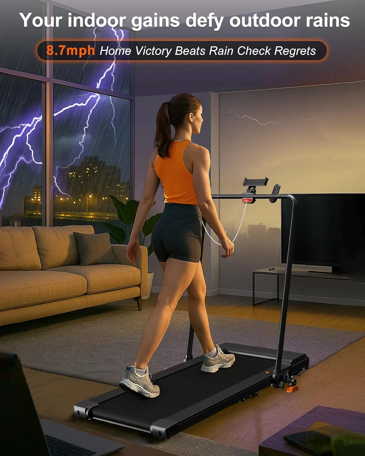 Lichico Walking Pad Under Desk Treadmill，Portable Small Treadmills for Home and Office，Super Quiet Brushless Motorized Walking Jogging Running Machine with Remote Control