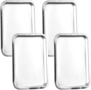 LIFKOME 4Pcs Stainless Steel Plates Dinner Dishes for Dishwasher for Camping Picnics and Home Use Metal Food Plates