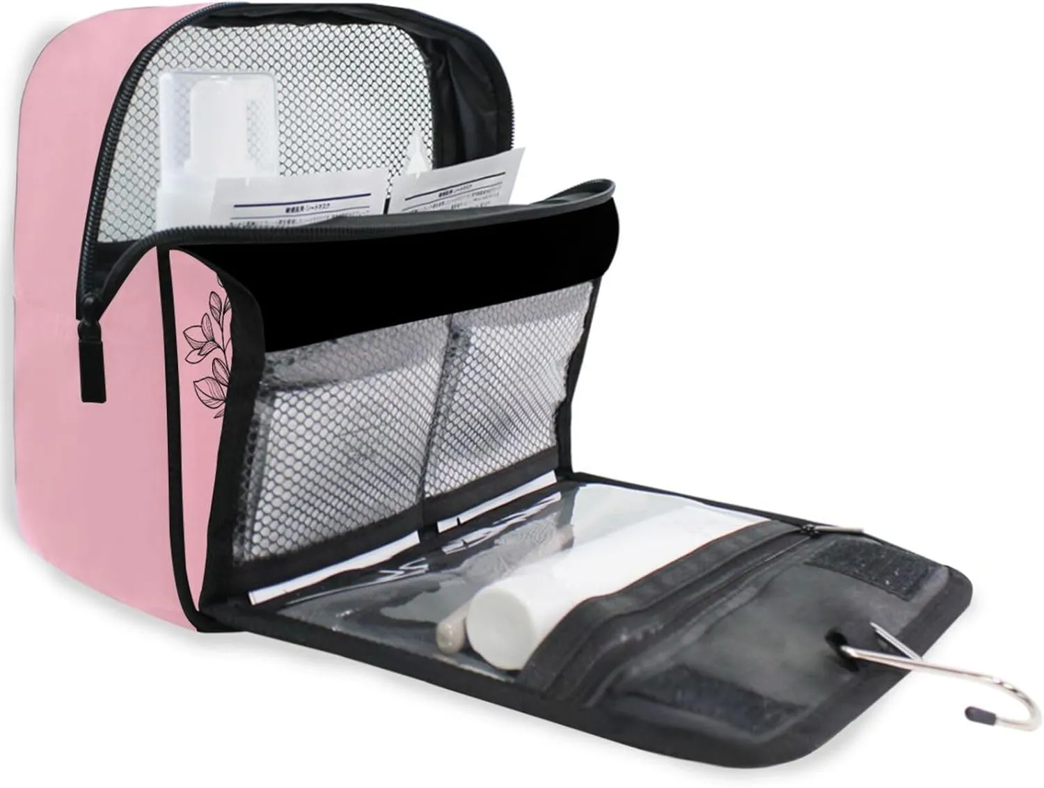 Light Pink Custom Toiletry Bag Personalized Name Makeup Cosmetic Bag Travel Toiletry Organizer Large Capacity Cosmetic Case for Brush Toiletries Shaving Storage