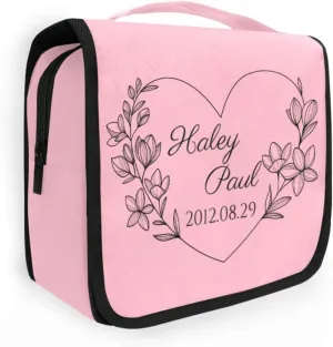 Light Pink Custom Toiletry Bag Personalized Name Makeup Cosmetic Bag Travel Toiletry Organizer Large Capacity Cosmetic Case for Brush Toiletries Shaving Storage