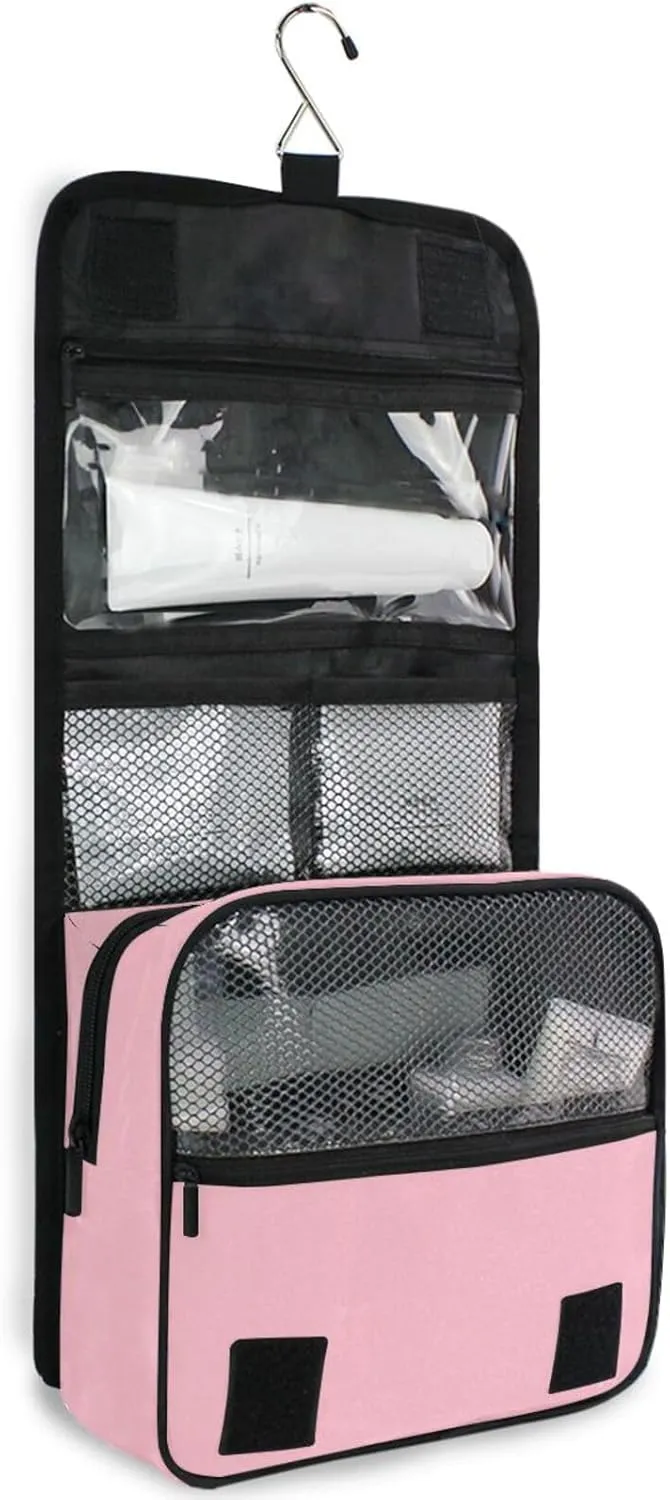 Light Pink Custom Toiletry Bag Personalized Name Makeup Cosmetic Bag Travel Toiletry Organizer Large Capacity Cosmetic Case for Brush Toiletries Shaving Storage