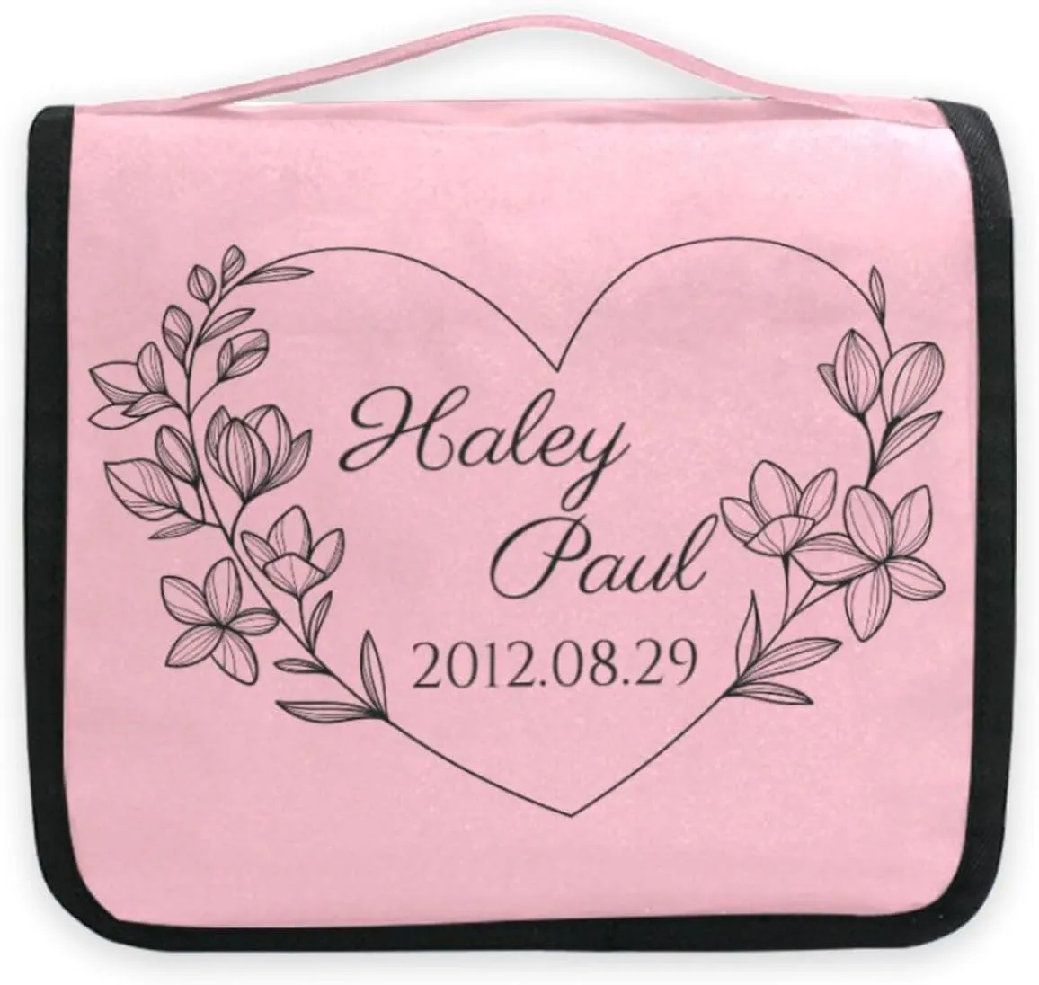 Light Pink Custom Toiletry Bag Personalized Name Makeup Cosmetic Bag Travel Toiletry Organizer Large Capacity Cosmetic Case for Brush Toiletries Shaving Storage